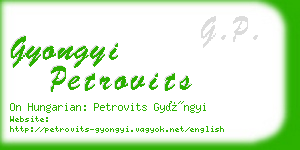 gyongyi petrovits business card